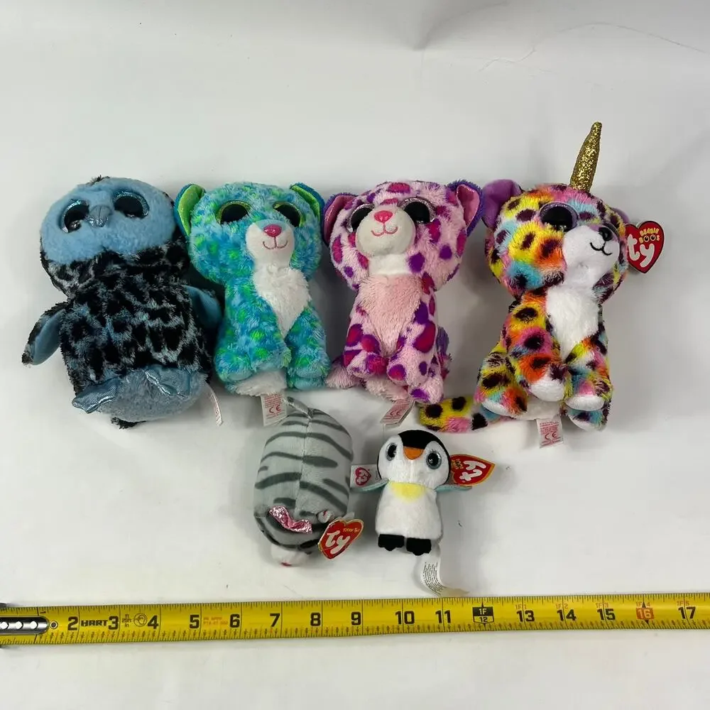 Ty Beanie Boos Plush Lot of 6 Giselle, Glamour, Yago & More Mixed Sizes Tags